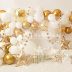 Glittery Gold Star - Lilly Bear Studio Props, balloons, birthday, gold, gold and white, gold and white balloons, gold balloon garland, gold balloons, gold beaded curtains, gold beads, gold curtains, gold star, gold star banner, gold stars, one, royal, royalty, white and gold balloon garland, white balloon garland, white balloons