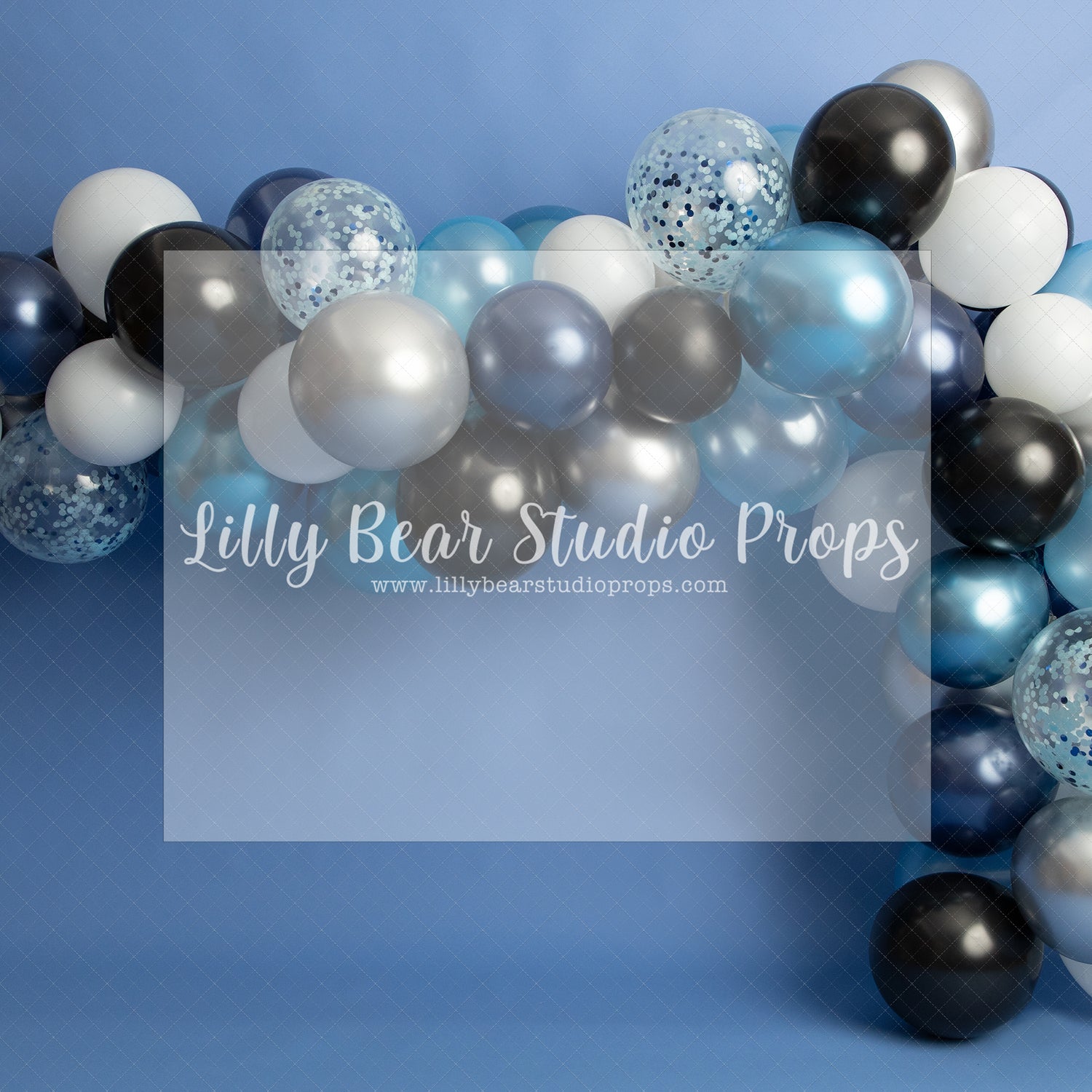 Midnight Blues - Lilly Bear Studio Props, balloons, birthday, blue, blue and gold balloons, blue balloons, boy birthday, metallic blue, metallic blue balloons, navy, one, royal, royalty, silver, silver confetti, silver confetti balloon, tassles