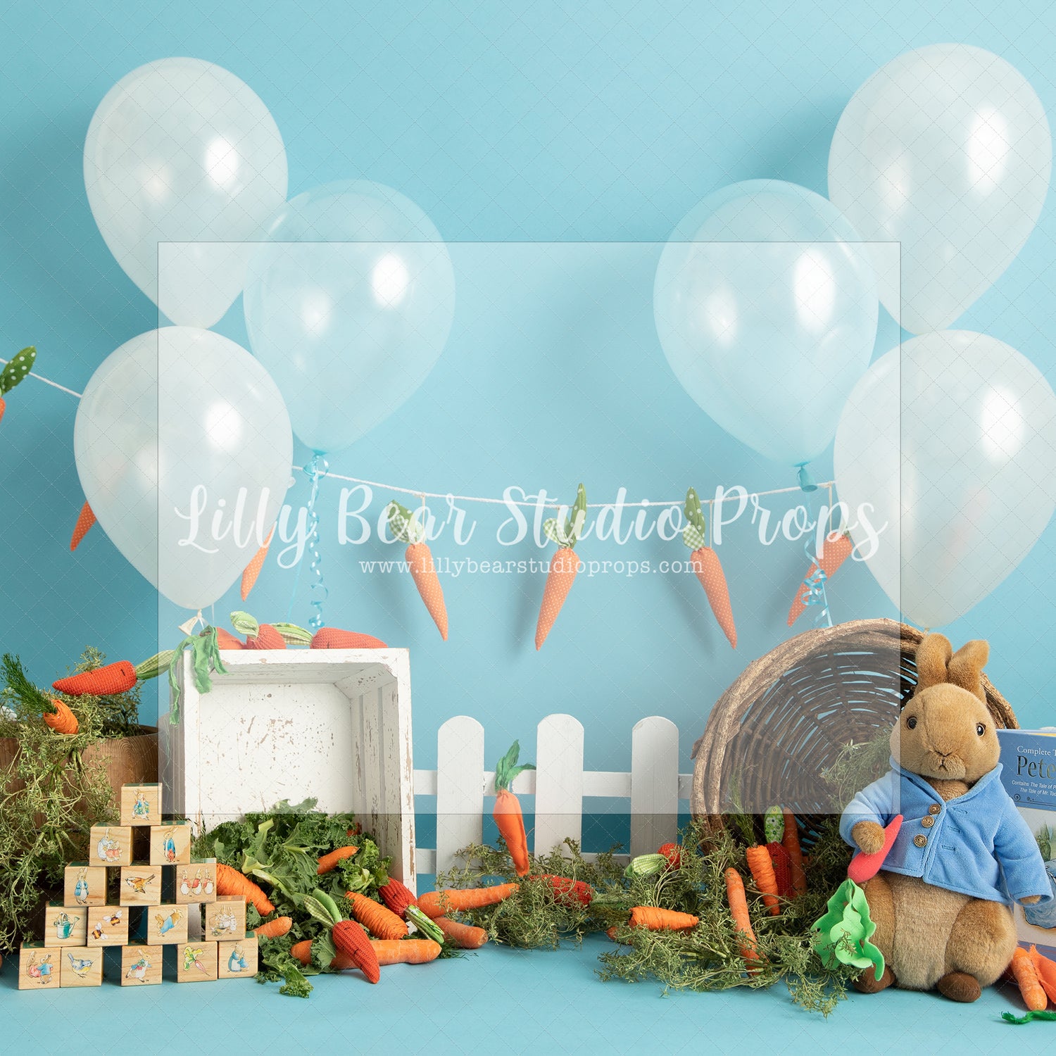 Peter's Carrots - Lilly Bear Studio Props, butterfly balloons, carrot cart, carrot garden, carrot stand, gold stars, little wild one, magic mushrooms, mushrooms, peter rabbit, peter rabbit garden, rustic woodland, white balloons, wild one, wild one girl, woodland, woodland animals, woodland creatures, woodland flower garland, woodland friends