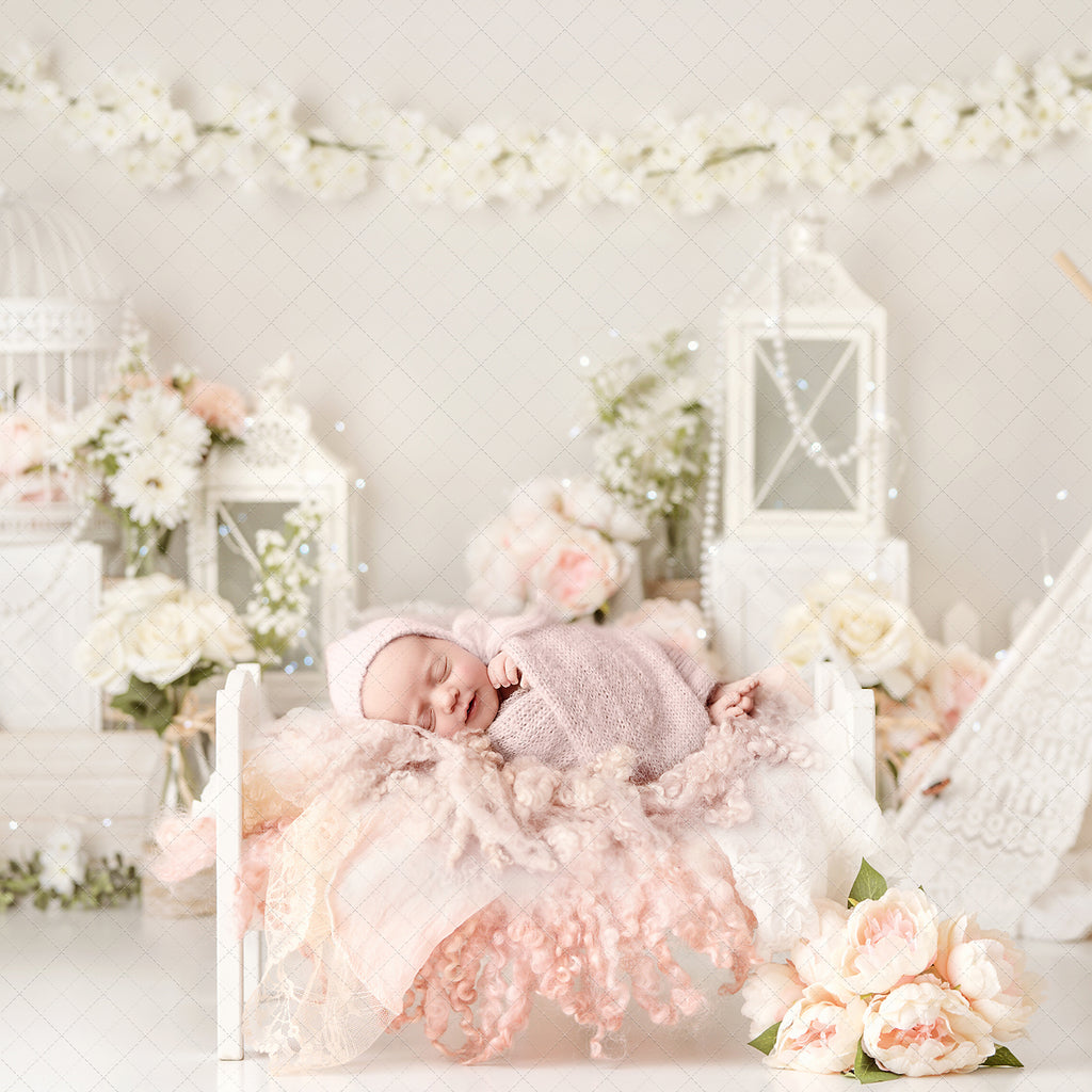 Vintage Floral Bed - Digital Backdrop - Lilly Bear Studio Props, digital, floral digital backdrop, newborn digital backdrop, pastel, vintage floral