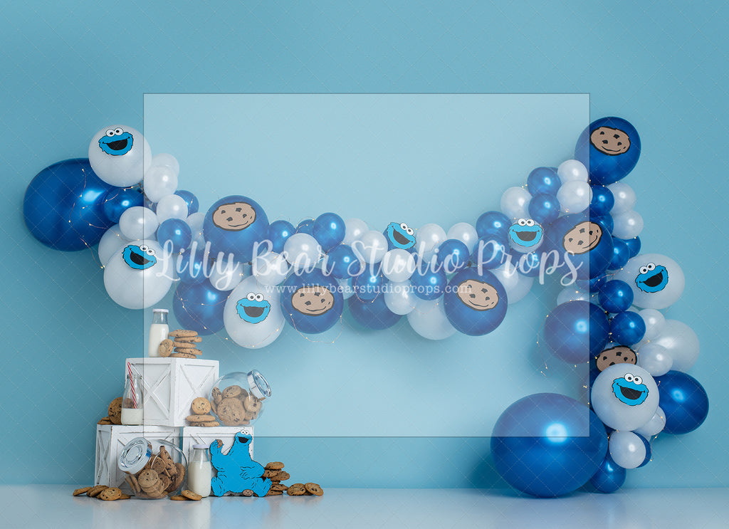 I Need Cookies by E Newton - Lilly Bear Studio Props, blue and white, blue and white balloons, cookie jar, cookie monster, seasme street