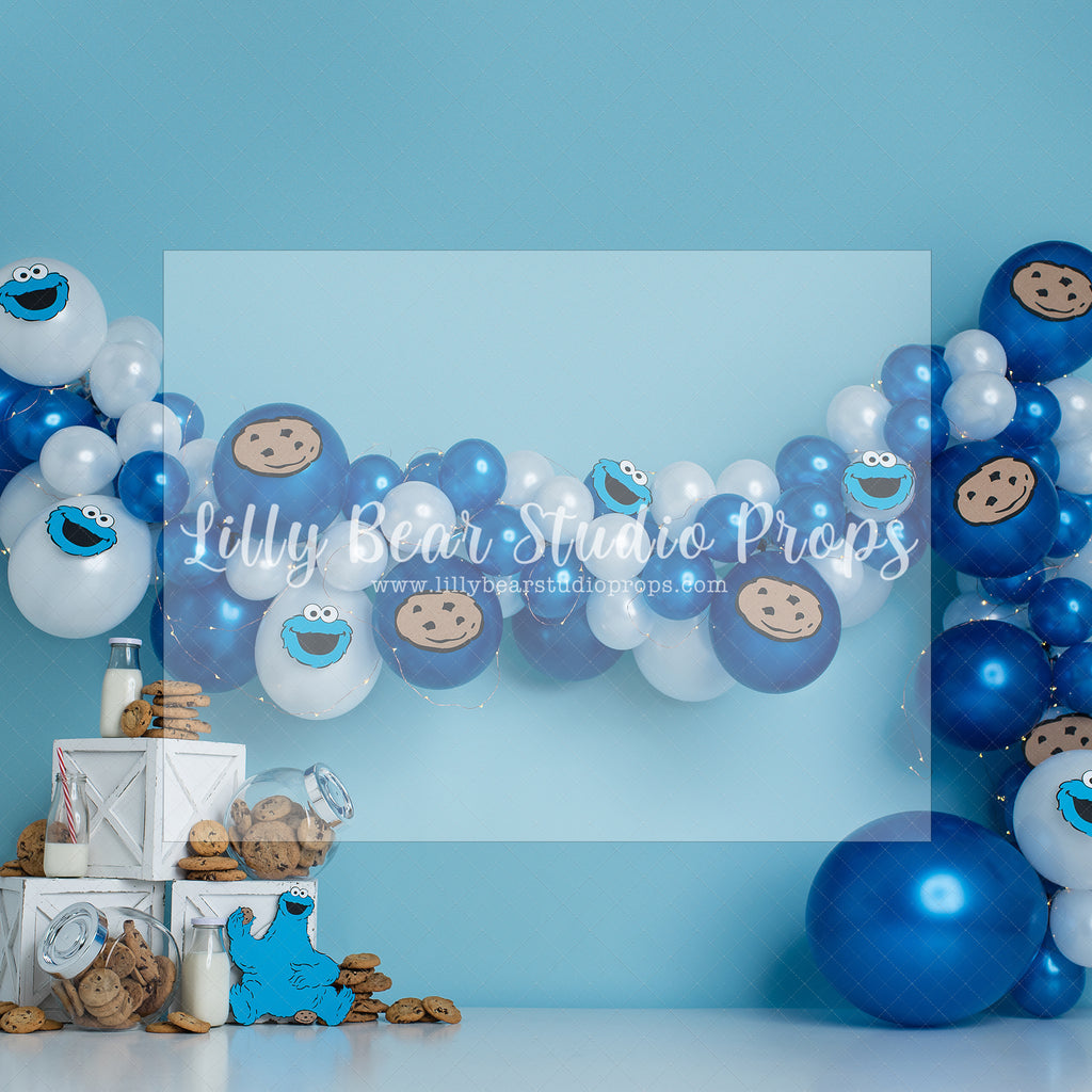I Need Cookies by E Newton - Lilly Bear Studio Props, blue and white, blue and white balloons, cookie jar, cookie monster, seasme street