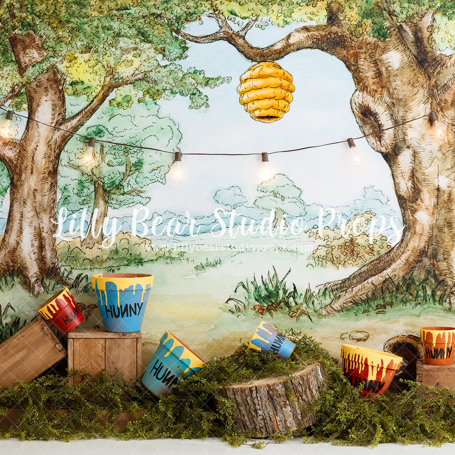 I'm So Rumbly In My Tumbly - Lilly Bear Studio Props, acre woods, Christopher Robin, disney, disney movie, disney world, fabric, fairytale, forest, forest painting, honey, honey bees, honey bucket, honey comb, honey comb nest, honey jar, honey pot, hundred acre wood, mr.sanders, piglet, poly, pooh, rabbit, roo, tigger, tree, tree house, vinyl, water colour forest, watercolor forest, winnie, winnie the pooh