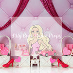 I'm a Barbie Girl - Lilly Bear Studio Props, barbie, barbie balloons, barbie doll, barbie girl, pink and black, Wrinkle Free Fabric