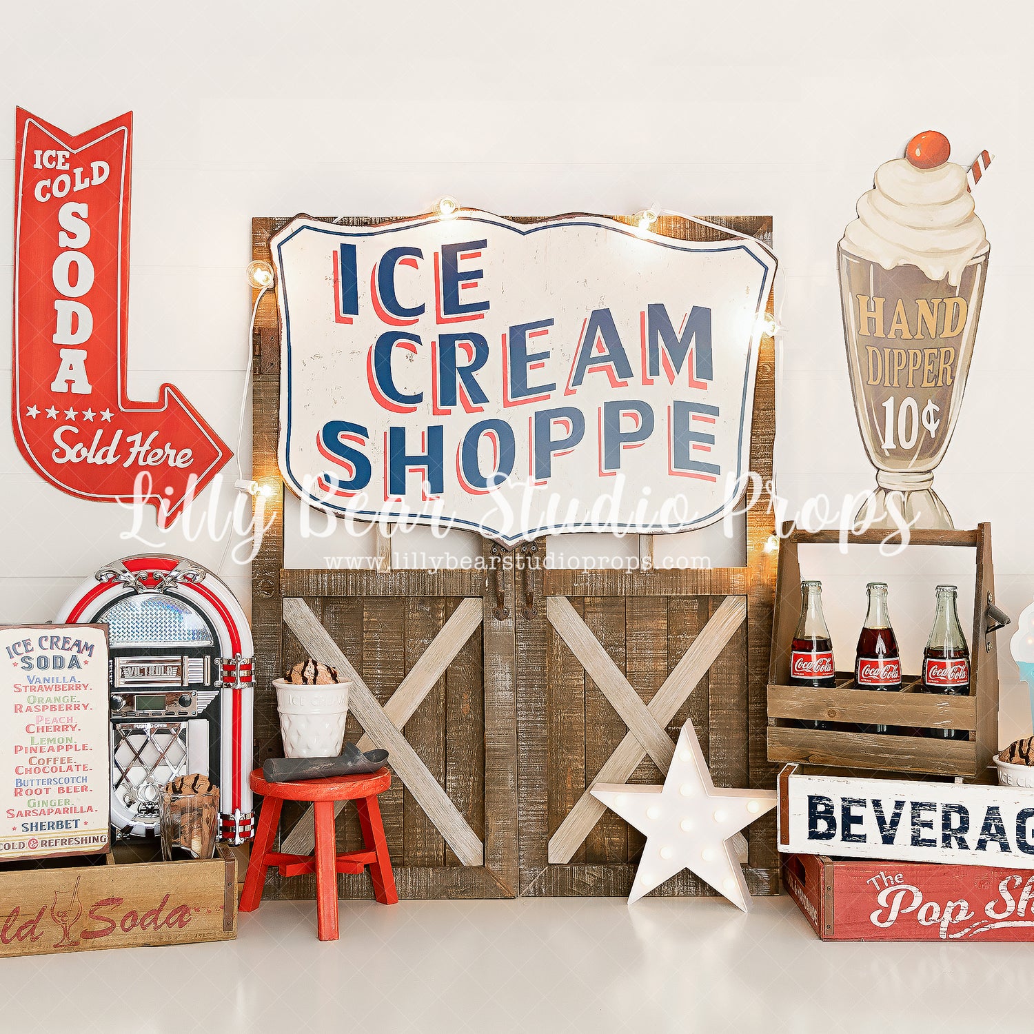 Ice Cream Parlour by Meagan Paige Photography sold by Lilly Bear Studio Props, FABRICS - ice cream - Ice cream parlor