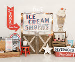 Ice Cream Parlour by Meagan Paige Photography sold by Lilly Bear Studio Props, FABRICS - ice cream - Ice cream parlor