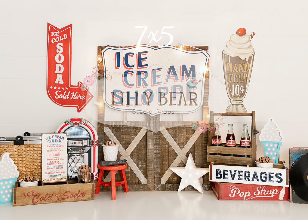 Ice Cream Parlour by Meagan Paige Photography sold by Lilly Bear Studio Props, FABRICS - ice cream - Ice cream parlor