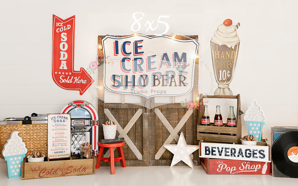 Ice Cream Parlour by Meagan Paige Photography sold by Lilly Bear Studio Props, FABRICS - ice cream - Ice cream parlor