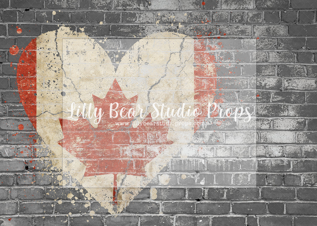 In North We Trust - Lilly Bear Studio Props, brick, Brick Wall, canada flag, canada heart, canadian, flag, maple leaf