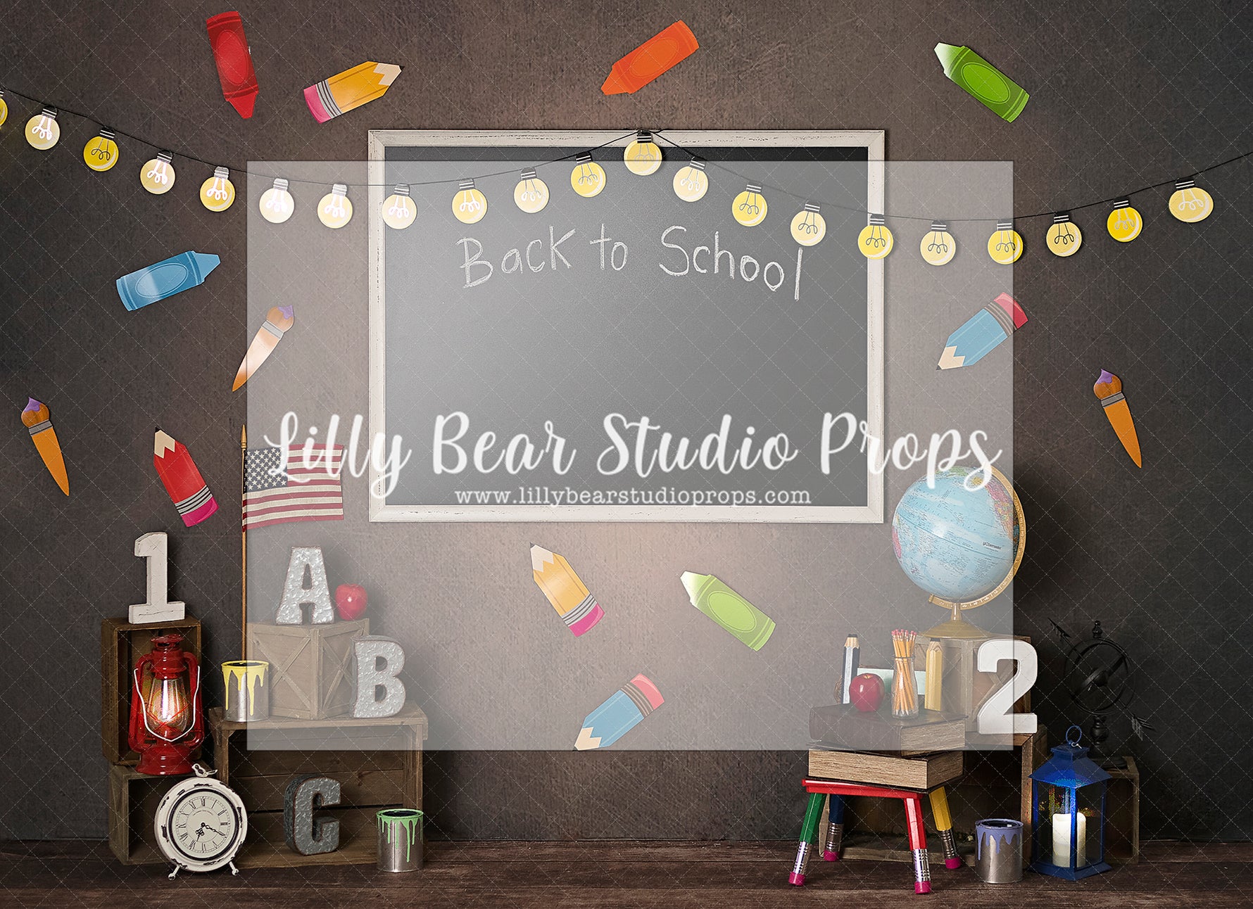 In The Classroom by Sweet Little Blessings - Lilly Bear Studio Props, abcs, back to school, chalk, chalk board, class, classroom, crayon, FABRICS, globe, numbers, school bus, school chair, school house, school lockers, school photos, schools back
