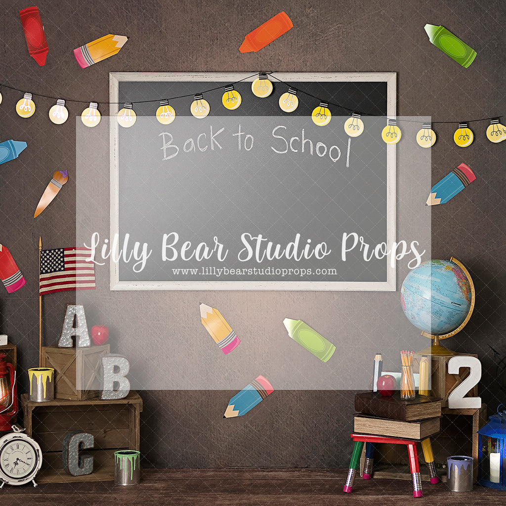In The Classroom by Sweet Little Blessings - Lilly Bear Studio Props, abcs, back to school, chalk, chalk board, class, classroom, crayon, FABRICS, globe, numbers, school bus, school chair, school house, school lockers, school photos, schools back