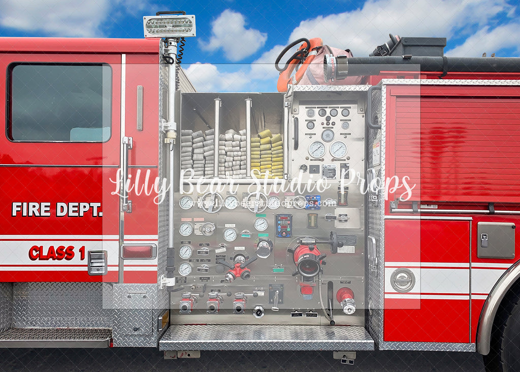 Its A Fire Truck! - Lilly Bear Studio Props, axe, Fabric, fire, fire chief, fire extinguisher, fire hose, fire hydrant, fire station, fire truck, firefighters, fireman, fireman hat, Wrinkle Free Fabric