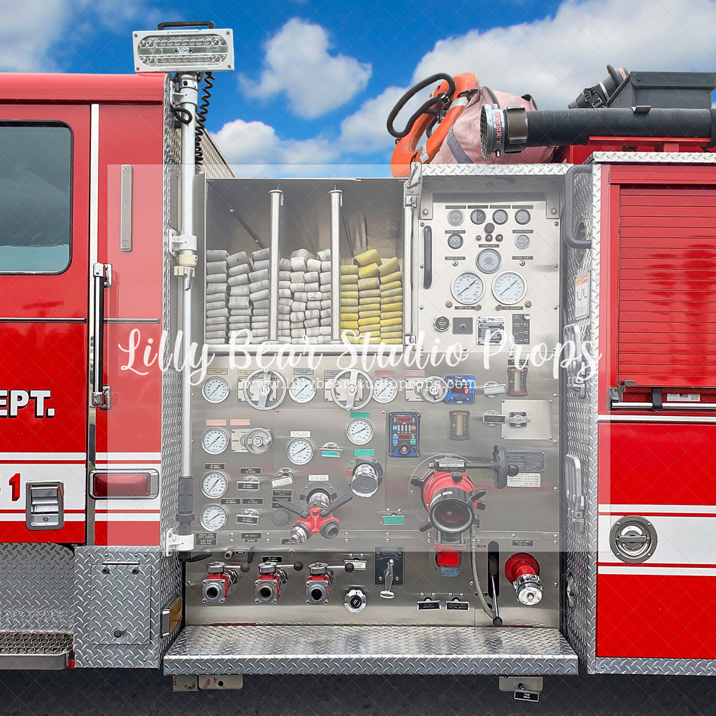 Its A Fire Truck! - Lilly Bear Studio Props, axe, Fabric, fire, fire chief, fire extinguisher, fire hose, fire hydrant, fire station, fire truck, firefighters, fireman, fireman hat, Wrinkle Free Fabric