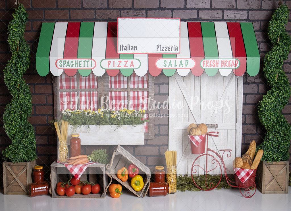 Italian Pasta Shop by Angelica Knowland - Lilly Bear Studio Props, chef pasta, italian pizza, pasta, pasta sauce, pink, pizza, pizza parlor, pizza party, pizza pizza, pizza shop, pizza store, pizzaria