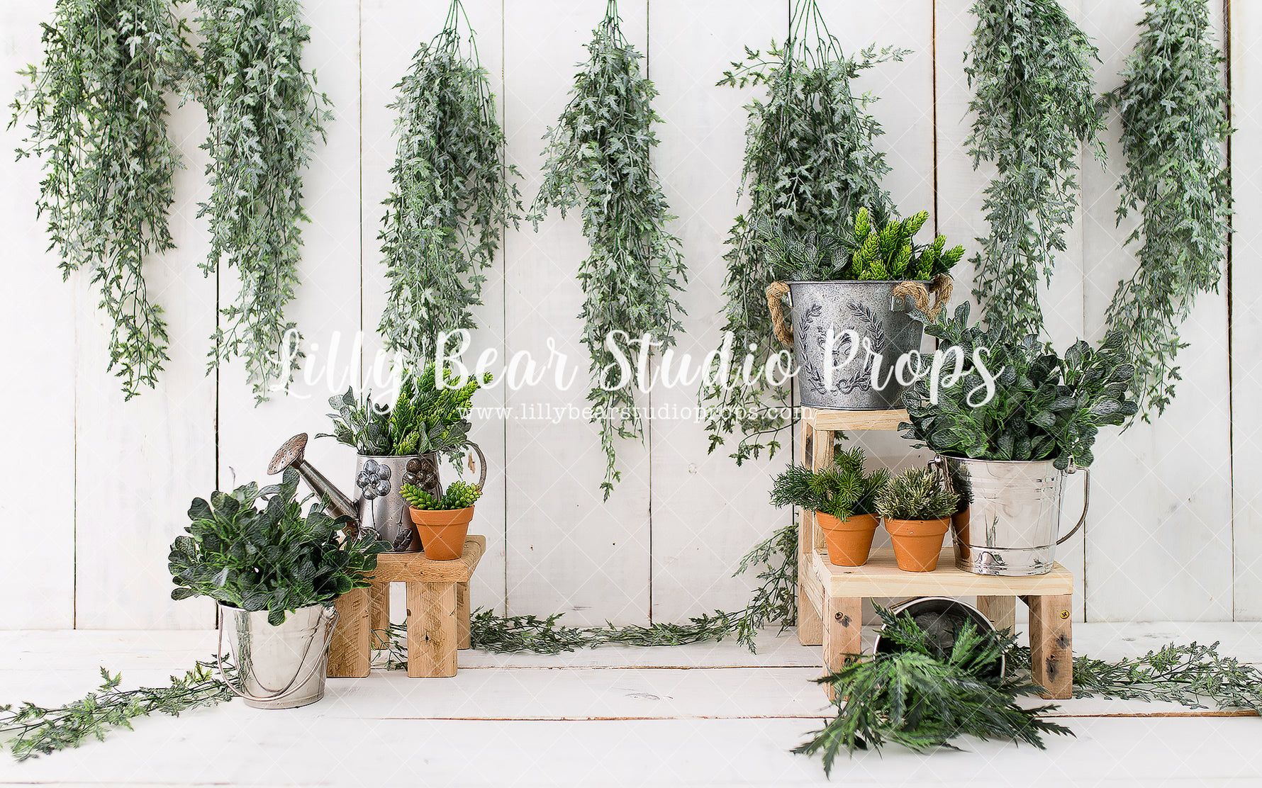 Ivy & Succulent by Lilly Bear Studio Props sold by Lilly Bear Studio Props, blue floral - blue flower - blue flowers