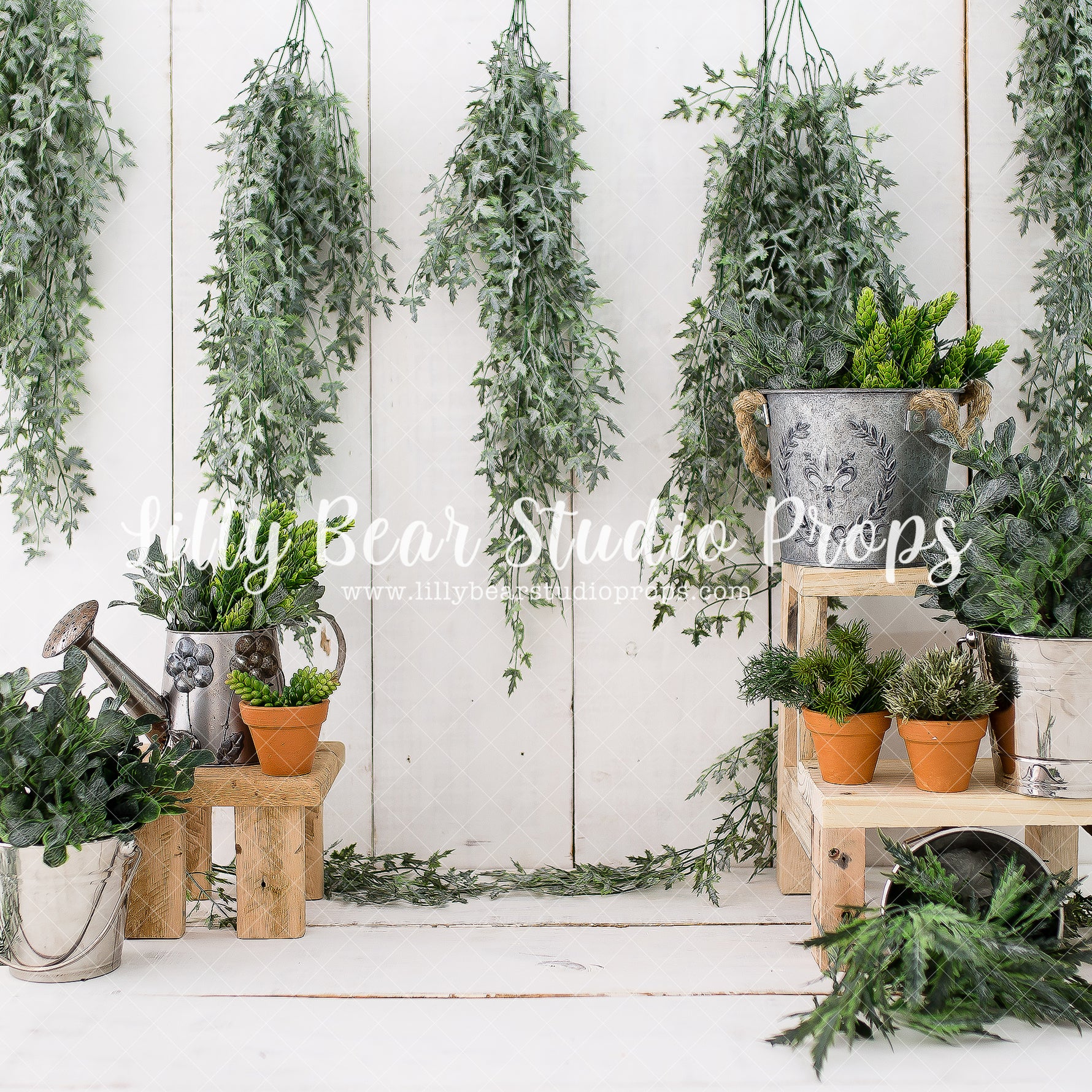 Ivy & Succulent by Lilly Bear Studio Props sold by Lilly Bear Studio Props, blue floral - blue flower - blue flowers
