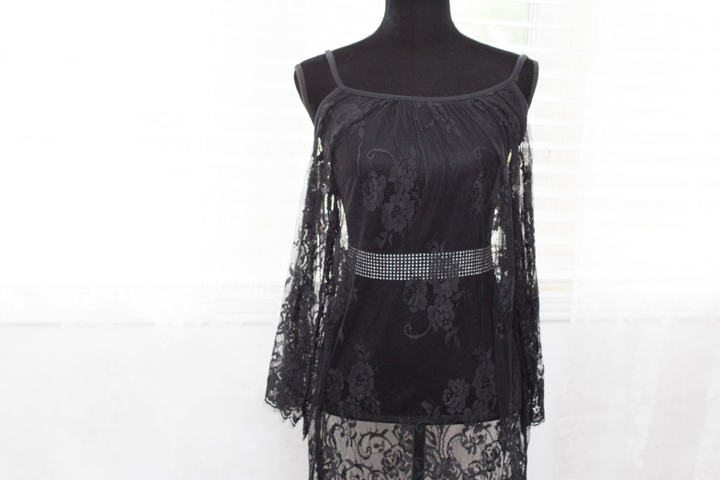 Black Lace Dress - Off Shoulder by Lilly Bear Studio Props sold by Lilly Bear Studio Props, dress - lace dress - lace m