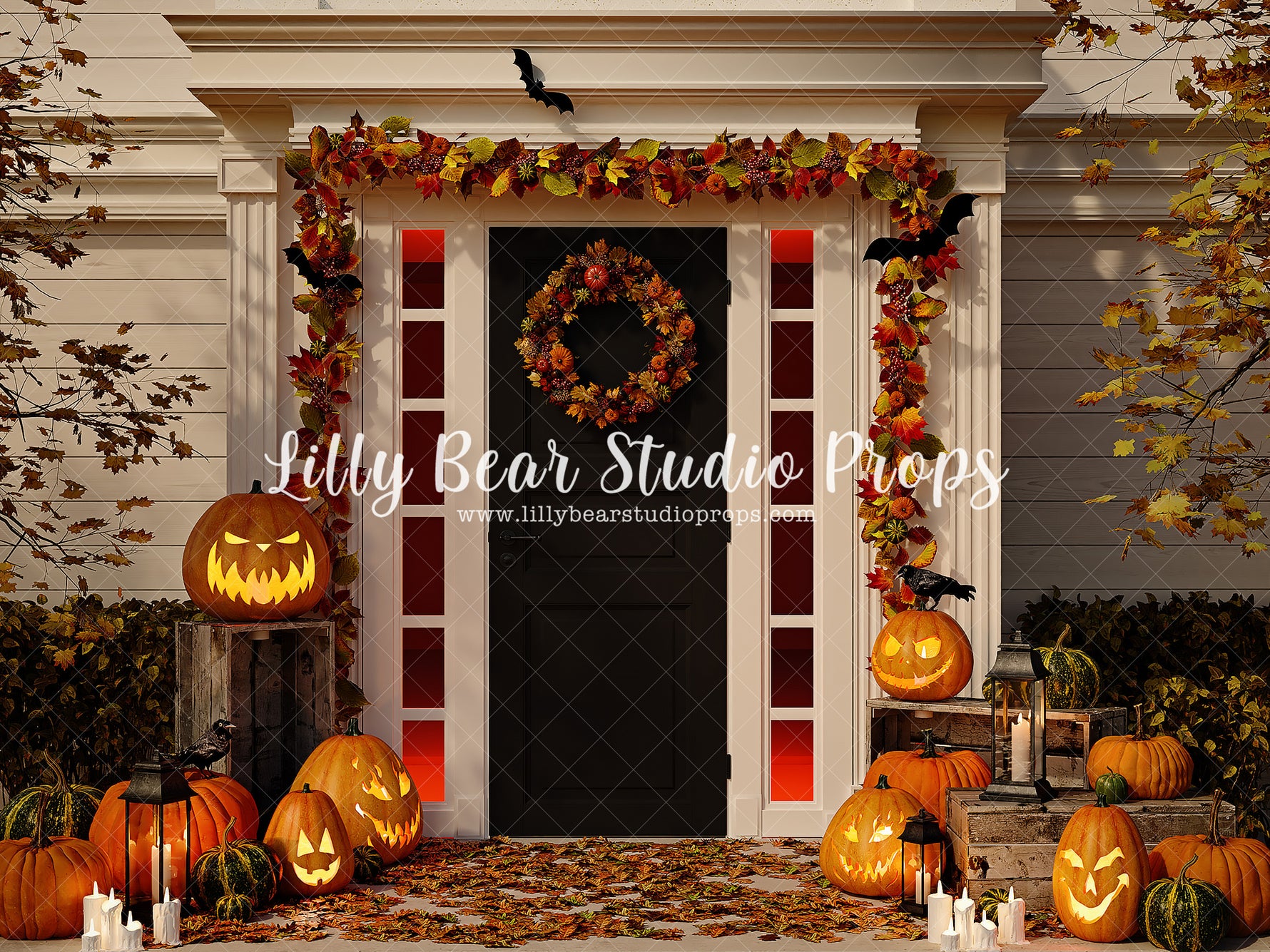 Jack-O-Lartern Entry by Lilly Bear Studio Props sold by Lilly Bear Studio Props, bat - bats - black and white - black b