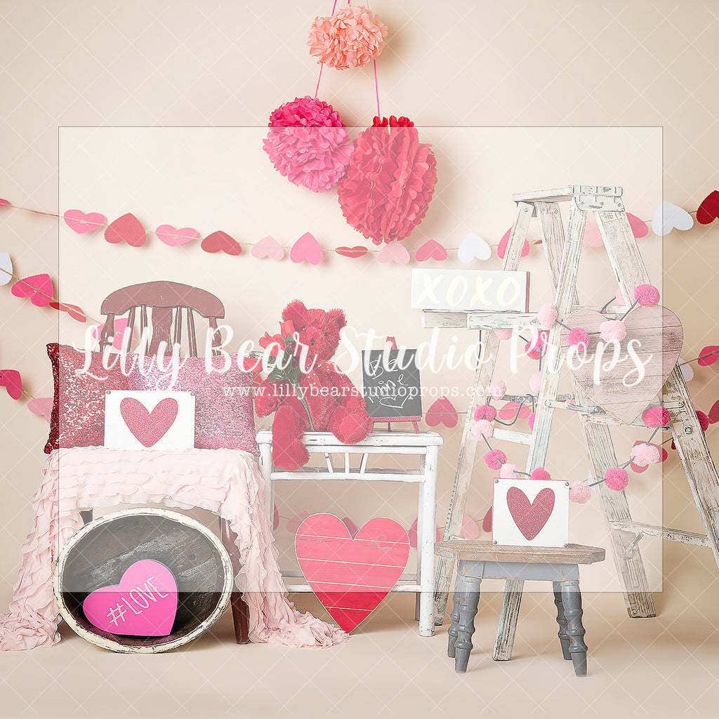 LOVE IS SWEET - Lilly Bear Studio Props, FABRICS, girl, headboard, heart, heart gems, heart marquee, hearts and arrows, hippie, ladder, love balloon, love is sweet, mantel, pink and gold, pink clouds, pink doors, red truck, valentine, valentine booth, valentine clouds, valentine door, Valentine mantel, valentine truck, valentine's card, valentines, valentines day, xoxo