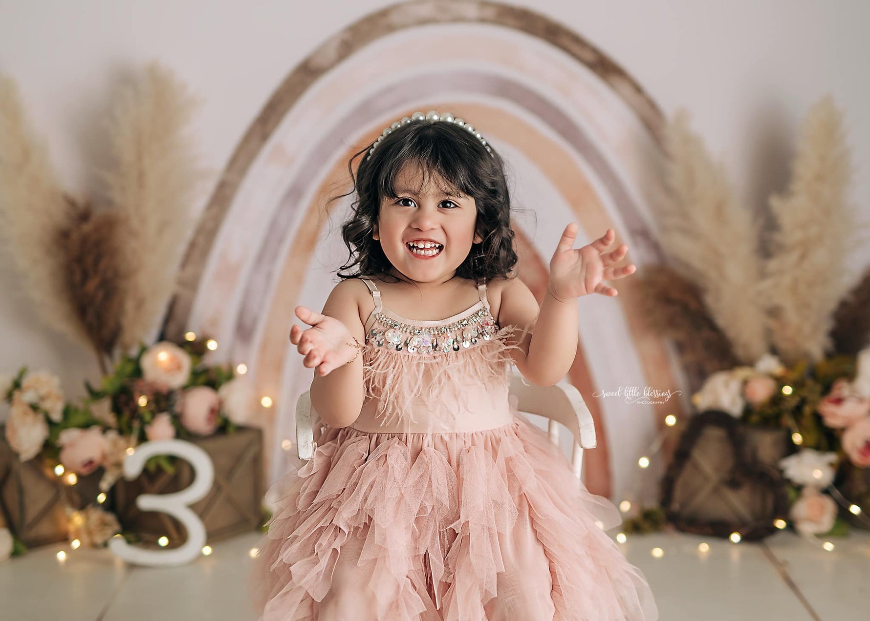 Pretty Boho Neutral Rainbow by Sweet Little Blessings - Lilly Bear Studio Props, blush roses, blushing, boho, boho chic, boho neutral rainbow, boho prop, boho rainbow, boho spring, FABRICS, floral, floral boho, floral doors, flower garden, girl, neutral rainbow, Pampas, pampas grass, paper flower wall, paper flowers, pastel pink flowers, pink flowers, pink rose, pink roses, white doors, windows