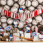 Jays Kitty Baseball - Lilly Bear Studio Props, april showers, ball, ball game, baseball, baseball balls, baseball bat, baseball birthday, baseball diamond, baseball field, baseball glove, baseball player, blue jays, blue jays baseball, coca cola, Fabric, girl baseball, hello kitty, hello kitty baseball, peanuts, popcorn, sports, star player, Wrinkle Free Fabric