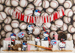 Jays Kitty Baseball - Lilly Bear Studio Props, april showers, ball, ball game, baseball, baseball balls, baseball bat, baseball birthday, baseball diamond, baseball field, baseball glove, baseball player, blue jays, blue jays baseball, coca cola, Fabric, girl baseball, hello kitty, hello kitty baseball, peanuts, popcorn, sports, star player, Wrinkle Free Fabric