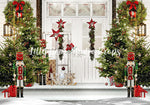 Joyeux Noel Porch - Lilly Bear Studio Props, animals, autumn forest, dark forest, enchanted forest, Fabric, FABRICS, fall forest, forest, forest animals, forest entry, forest floor, forest friends, forest painting, fox, green forest, into the wild, lanterns, little wild one, misty forest, moon, moonlight, moonlight forest, night forest, nighttime, owl, pine forest, pine tree, pine tree forest, pine trees, raccoon, where the wild things are, wild, wild animal, wild one, wild things, woodland forest