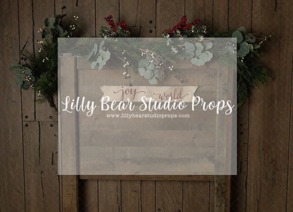 Joy to the World Headboard - Lilly Bear Studio Props, christmas, Cozy, Decorated, Festive, Giving, Holiday, Holy, Hopeful, Joyful, Merry, Peaceful, Peacful, Red & Green, Seasonal, Winter, Xmas, Yuletide