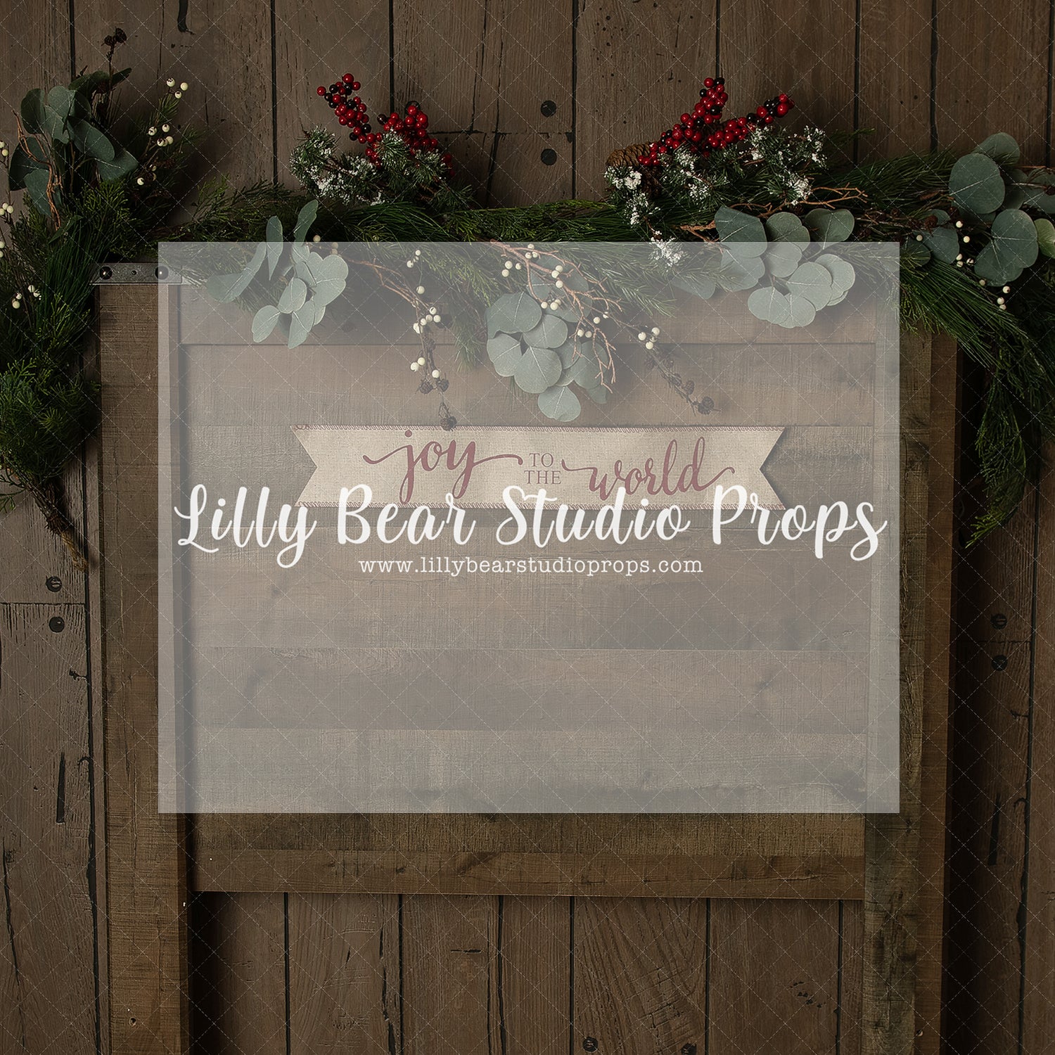 Joy to the World Headboard - Lilly Bear Studio Props, christmas, Cozy, Decorated, Festive, Giving, Holiday, Holy, Hopeful, Joyful, Merry, Peaceful, Peacful, Red & Green, Seasonal, Winter, Xmas, Yuletide