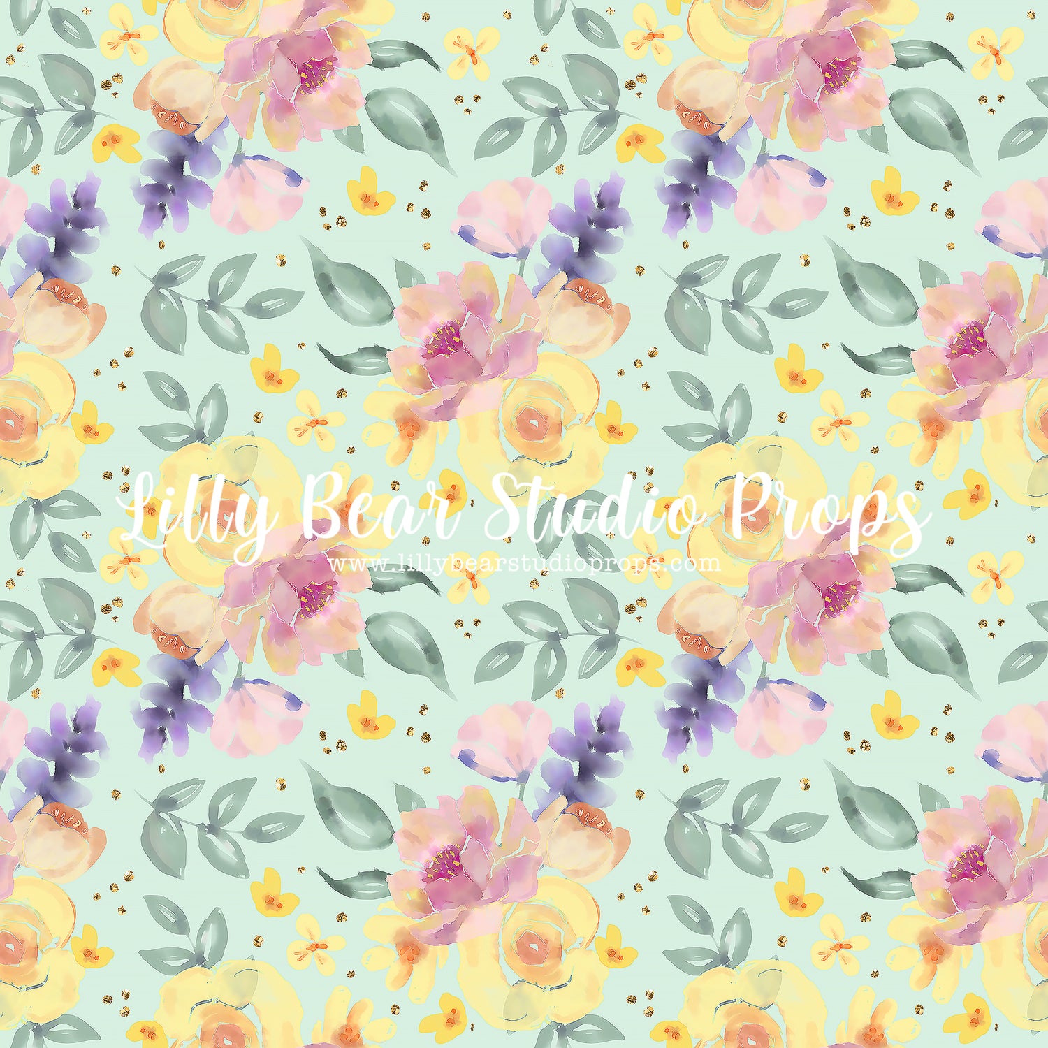 Kinsley by Lilly Bear Studio Props sold by Lilly Bear Studio Props, fabric - floral - girls - green - green floral - la