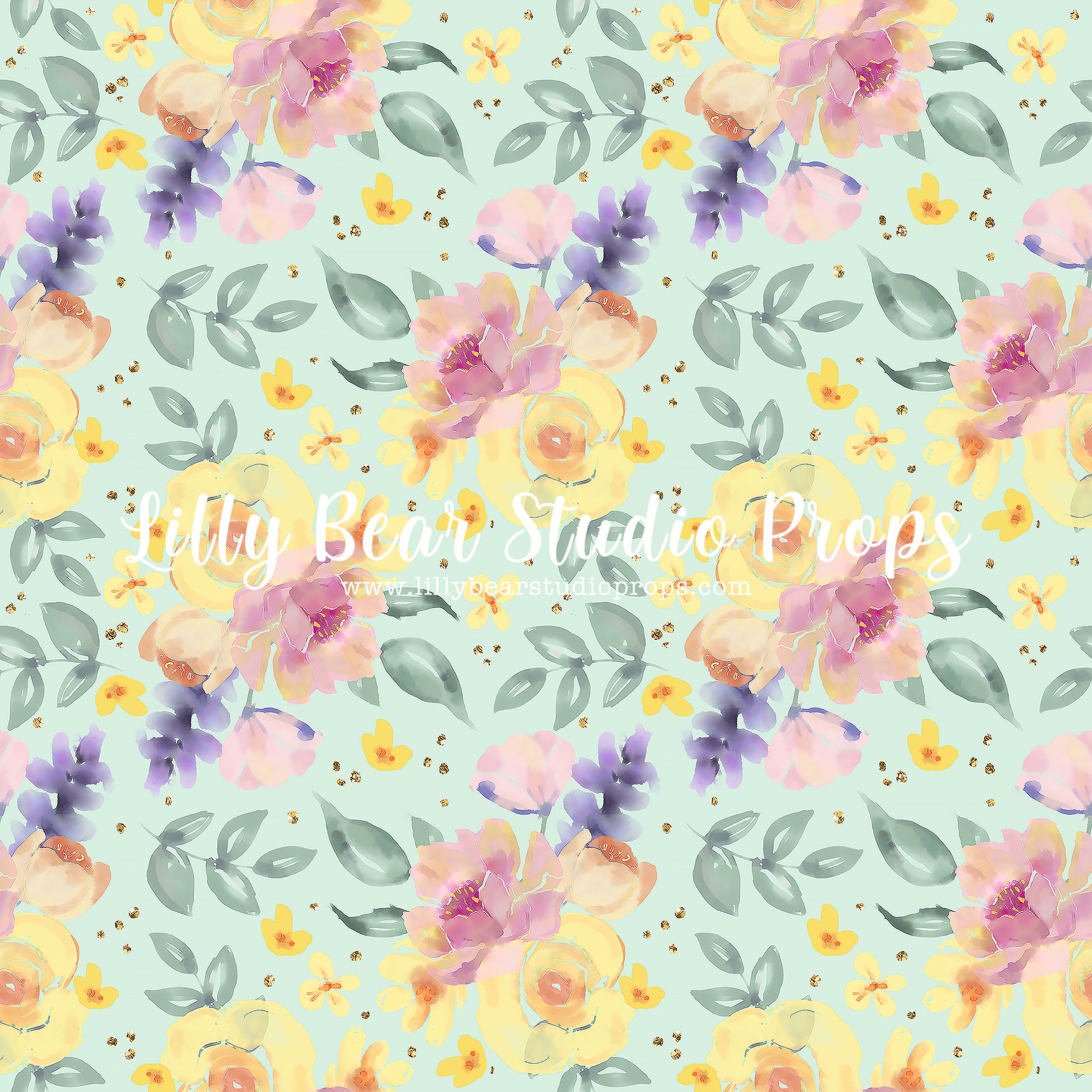 Kinsley by Lilly Bear Studio Props sold by Lilly Bear Studio Props, fabric - floral - girls - green - green floral - la