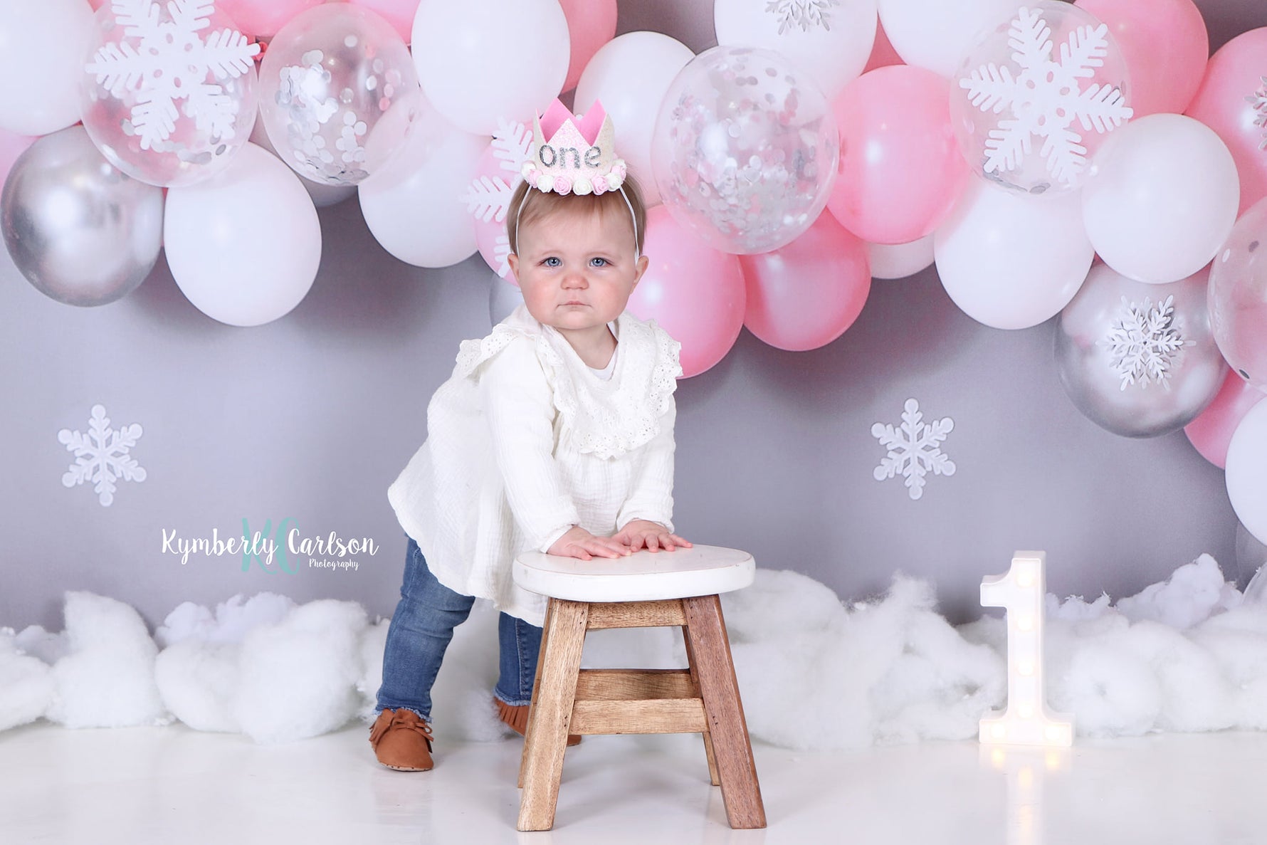 Pink & Grey Birthday Bash - Lilly Bear Studio Props, Fabric, frozen, girls, one-derful, one-derland, pink and grey, snow, snow princess, winter one-derland, winter onederland, Wrinkle Free Fabric