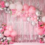 Laila - Lilly Bear Studio Props, blooming flowers, blush roses, bright flowers, cake smash, flowers, gold, gold balloons, gold palms, leaves, pink and gold balloons, pink balloons, pink flowers, pink roses, roses, spring flowers, tent