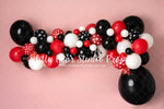 Leading Lady Red - Lilly Bear Studio Props, black and red, black and red balloons, bows, disney, disney land, disney movie, disney world, disneyland, fabric, girls, hot pink, mickey, mickey mouse, minnie, minnie mouse, minnie mouse balloon garland, minnie mouse bow, minnie's bowtique, pink, pink and white balloon garland, pink black and white balloons, pink black white, pink floral, poly, red, vinyl