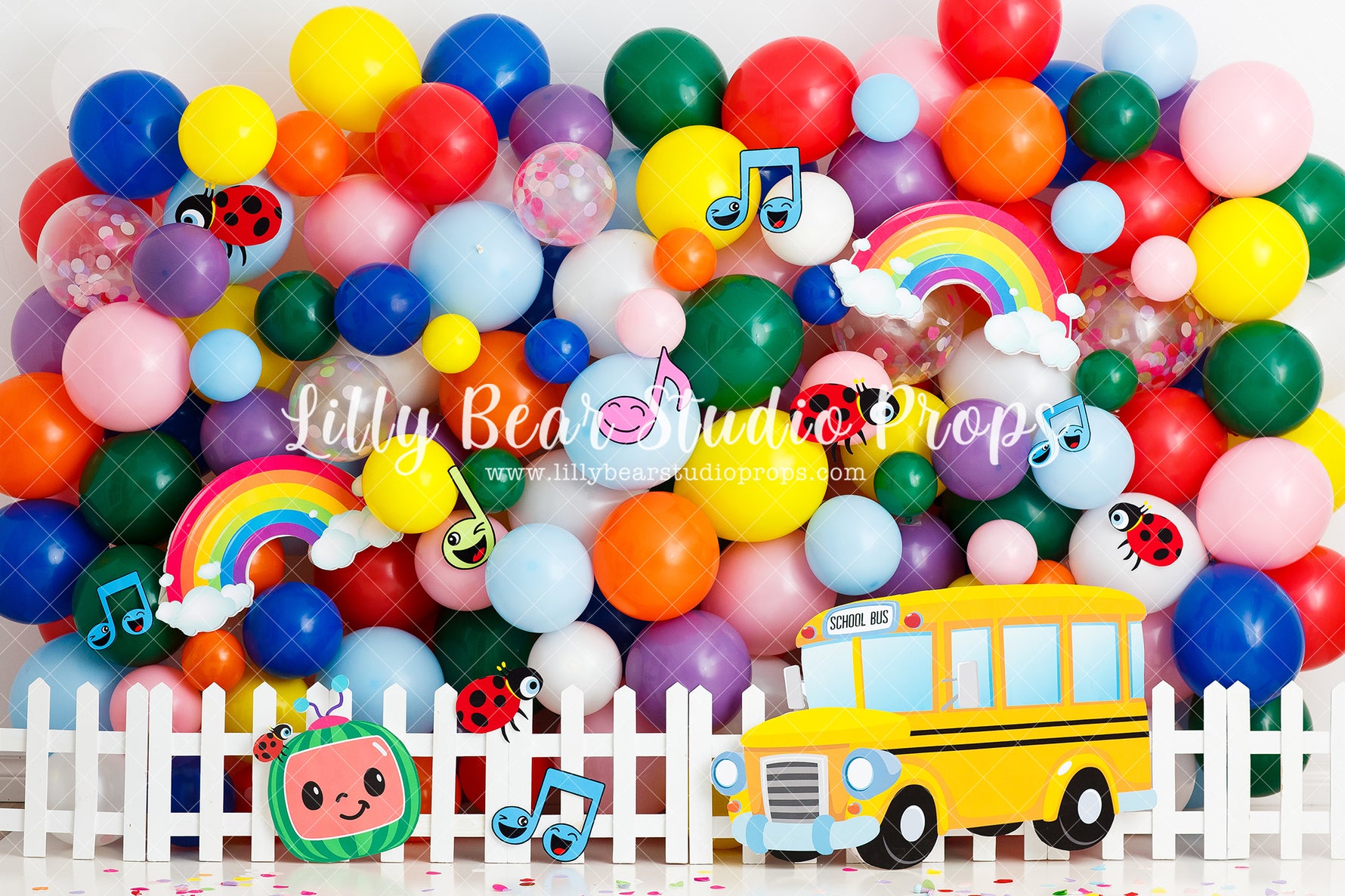 Learning Is Fun - Lilly Bear Studio Props, balloons, big top, carnival, circus, coco melon, cocomelon, FABRICS, fair, lets go to the circus, melon, rainbow balloons, school bus
