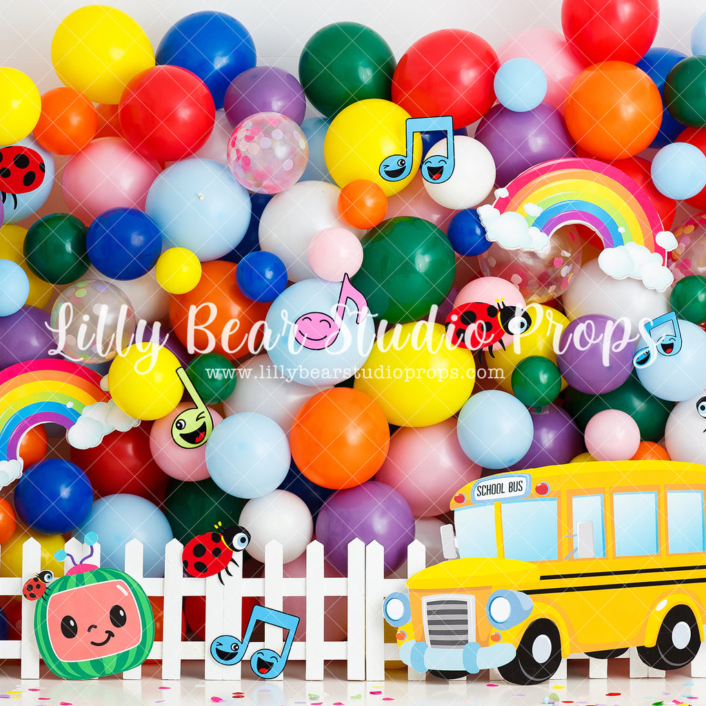 Learning Is Fun - Lilly Bear Studio Props, balloons, big top, carnival, circus, coco melon, cocomelon, FABRICS, fair, lets go to the circus, melon, rainbow balloons, school bus