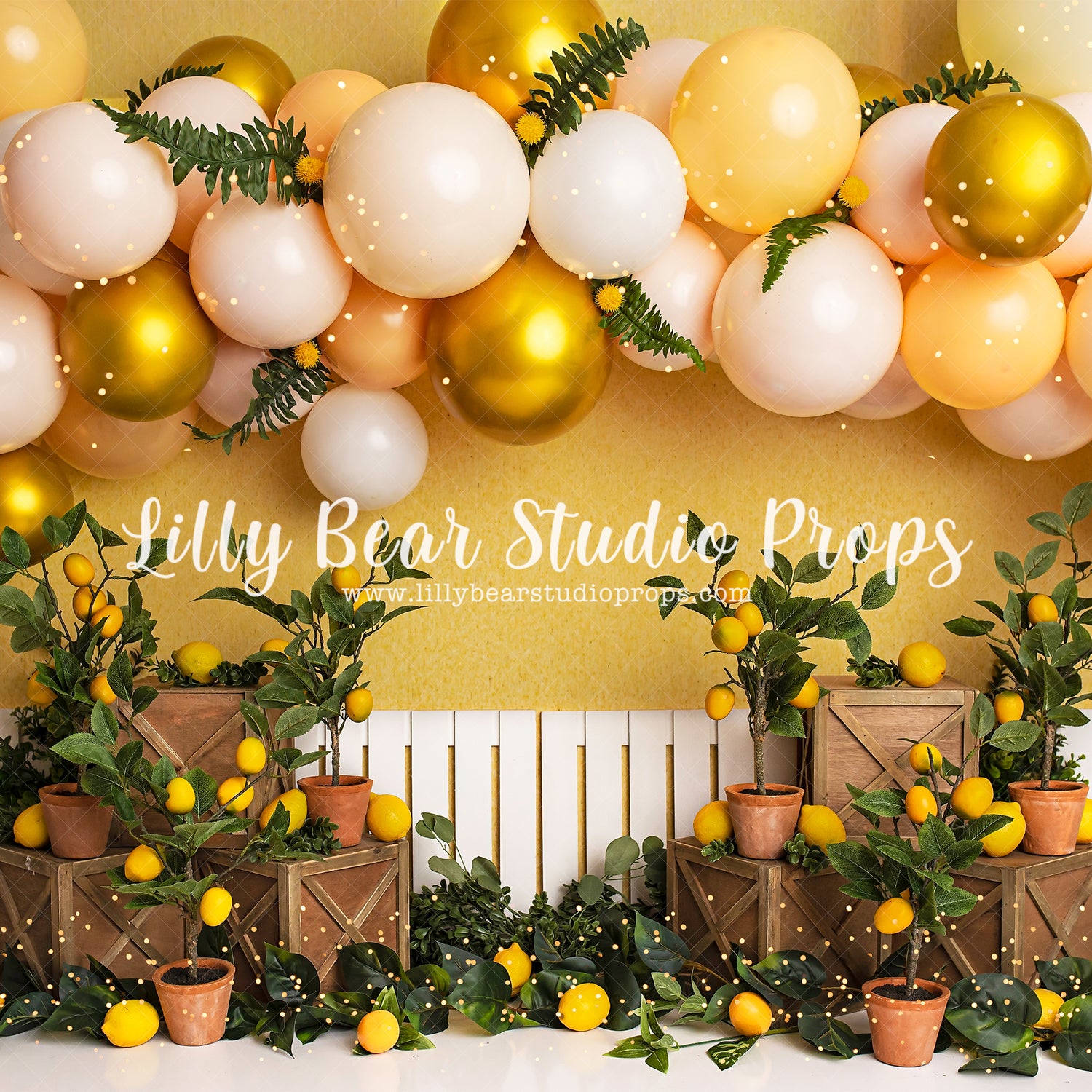 Lemon Light by Brittany Ebany & Co. sold by Lilly Bear Studio Props, fence - lemon - lemon balloon - lemon garden - lem