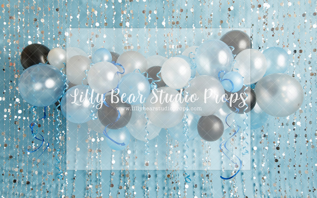 Let's Dance! - Lilly Bear Studio Props, balloon, balloon arch, balloon garland, black balloons, blue, blue balloon, blue balloon garland, blue balloons, chrome balloon, metallic balloon, silver balloons, silver garland