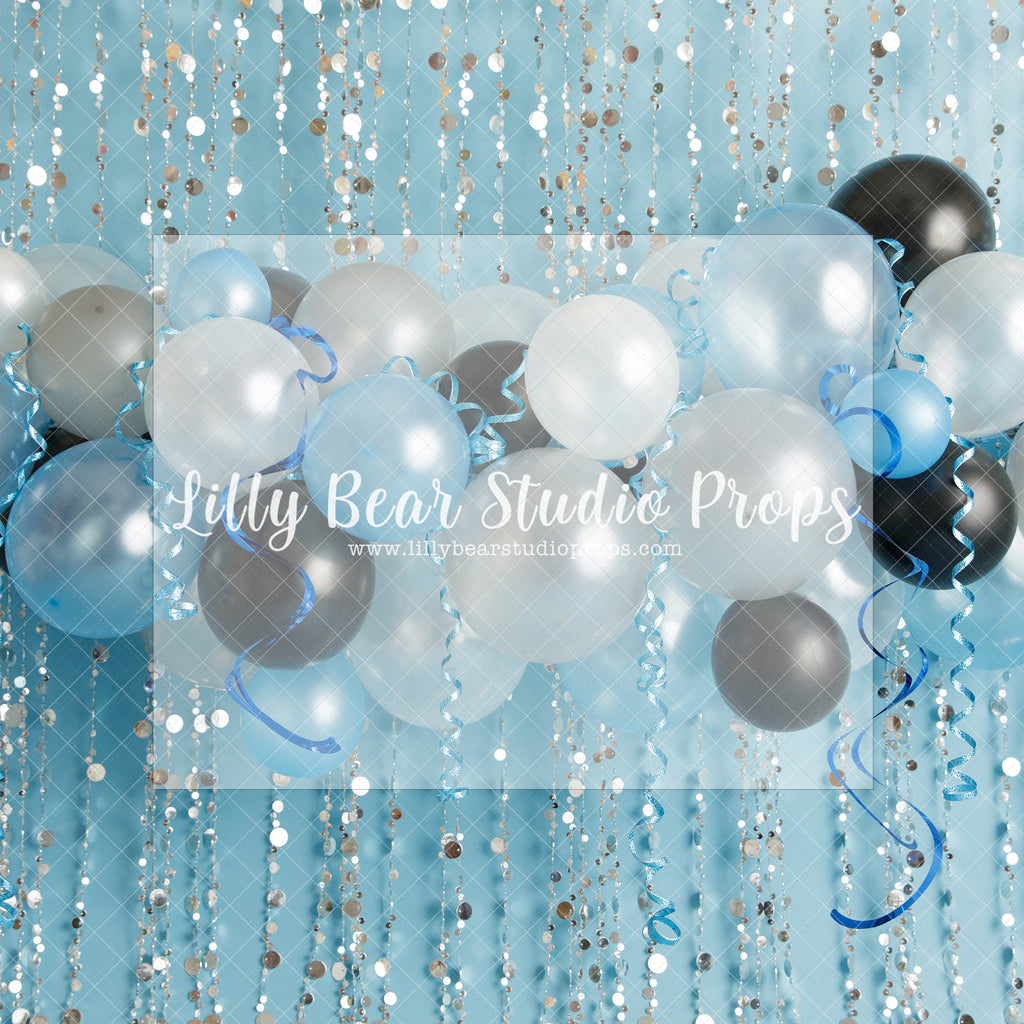 Let's Dance! - Lilly Bear Studio Props, balloon, balloon arch, balloon garland, black balloons, blue, blue balloon, blue balloon garland, blue balloons, chrome balloon, metallic balloon, silver balloons, silver garland