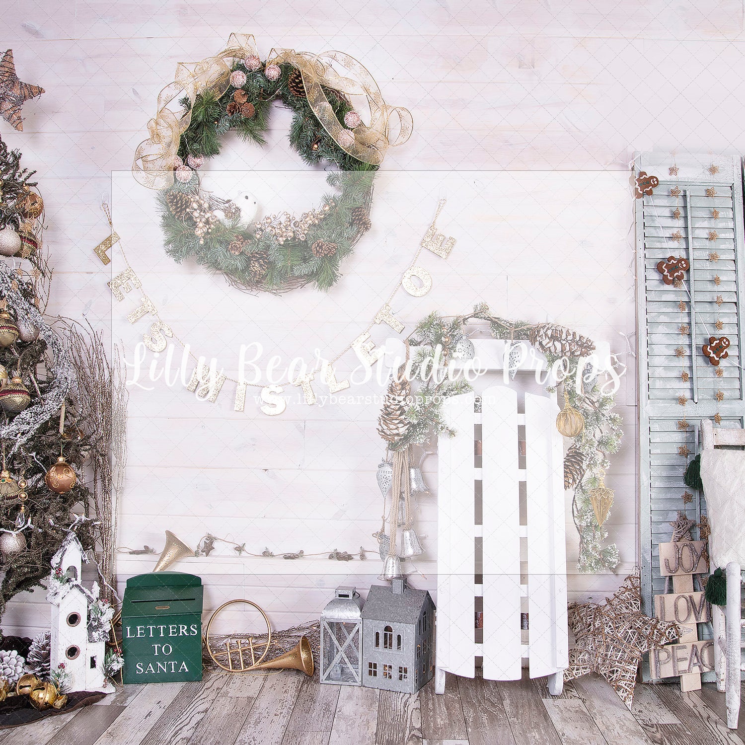 Let's Mistletoe - Lilly Bear Studio Props, christmas, Cozy, Decorated, Festive, Giving, Holiday, Holy, Hopeful, Joyful, Merry, Peaceful, Peacful, Red & Green, Seasonal, Winter, Xmas, Yuletide