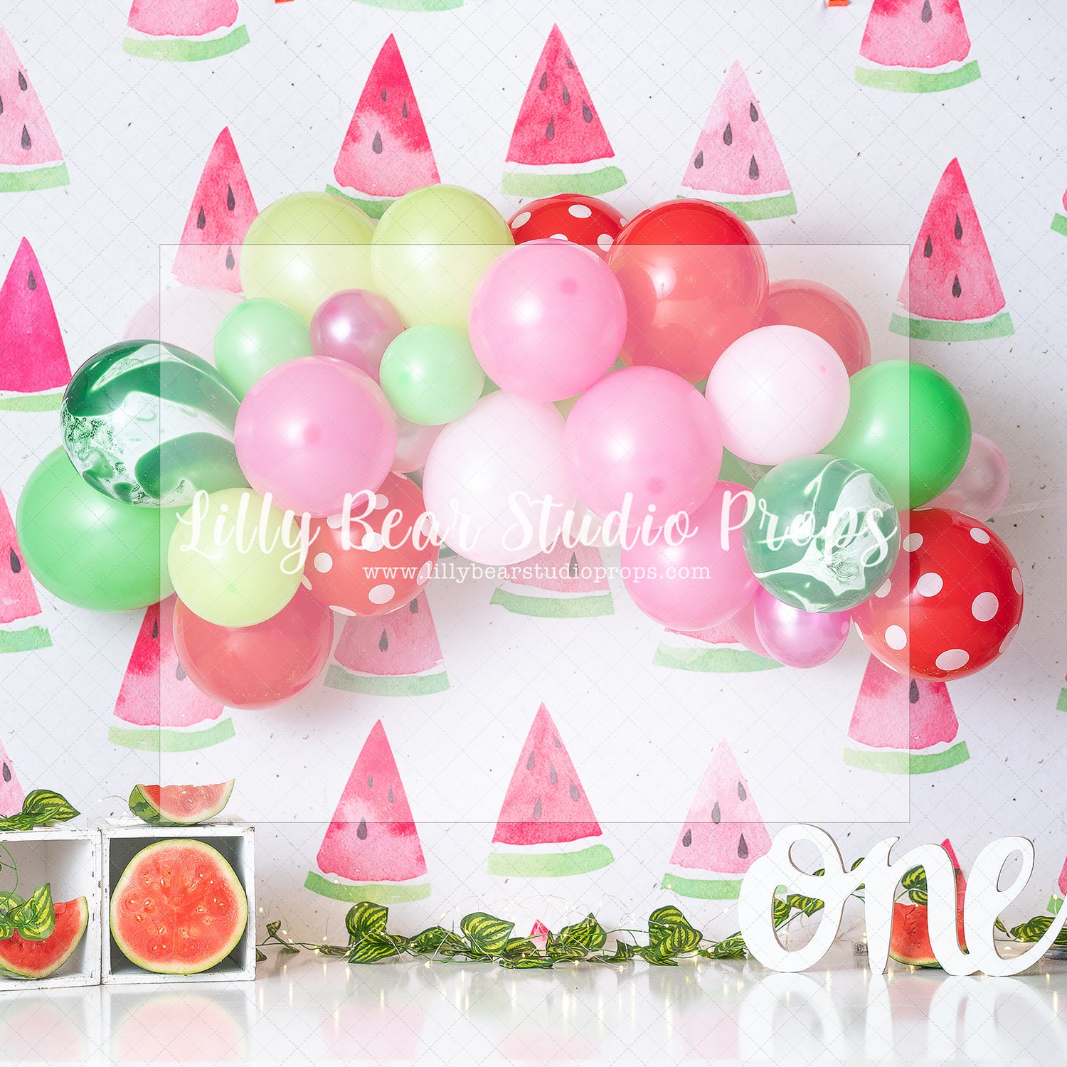 Let's be Seedy by Jennifer Sutsser - Lilly Bear Studio Props, watermelon, watermelon garland, watermelon pink and green, watermelon seeds, watermelon slices, watermelon sugar high, watermelons