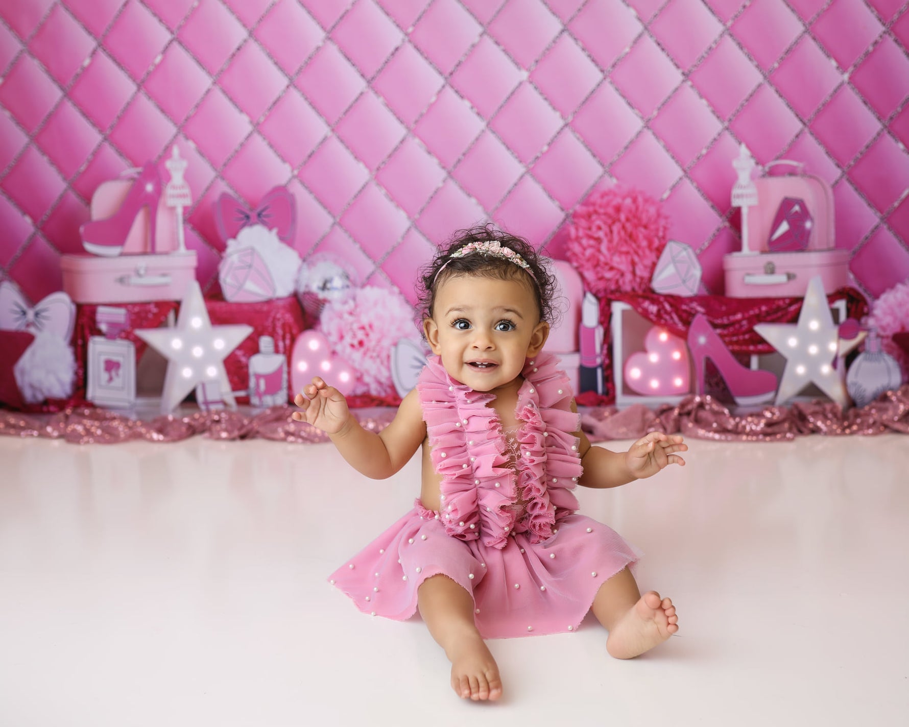 Chic Dressing Room - Lilly Bear Studio Props, barbie, barbie girl, barbie wall, bows, bowtique, dressing room, Fabric, fashion, fashionista, girl birthday, girl room, girly birthday, heels, high heels, minnie, minnie mouse, minnie mouse balloon garland, minnie mouse bow, minnie mouse garden, minnie's bows, minnie's bowtique, pink, pink minnie, pink room, pretty in pink, Wrinkle Free Fabric