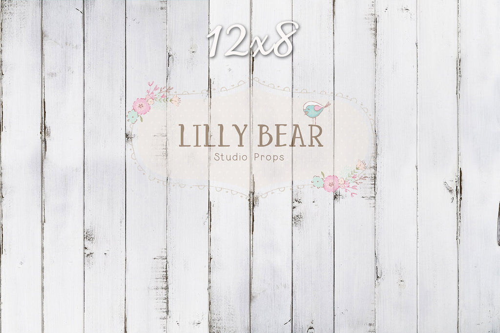 Lilly White Wood Planks Neoprene - Lilly Bear Studio Props, distressed, distressed planks, distressed wood, FLOORS, LB Pro, pro floor, pro floordrop, white distressed wood, white wood, white wood planks, wood planks