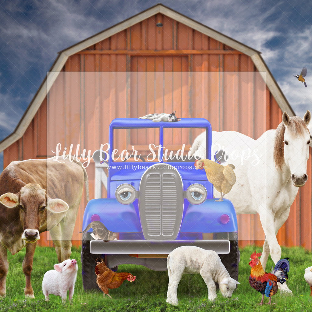 Little Blue Farm Truck - Lilly Bear Studio Props, axe, Fabric, fire, fire chief, fire extinguisher, fire hose, fire hydrant, fire station, fire truck, firefighters, fireman, fireman hat, Wrinkle Free Fabric