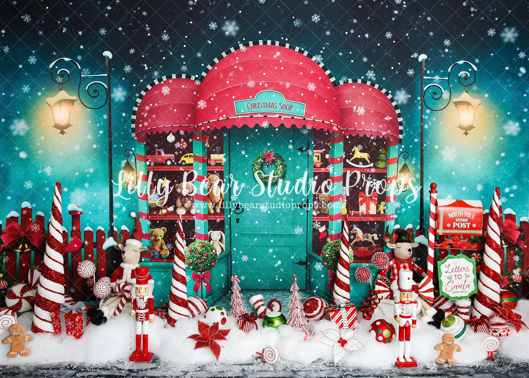 Little Christmas Shop - Lilly Bear Studio Props, christmas, christmas shop, christmas store, christmas toy store, christmas toys, holiday store, santa store, shop, toy shop, toy store