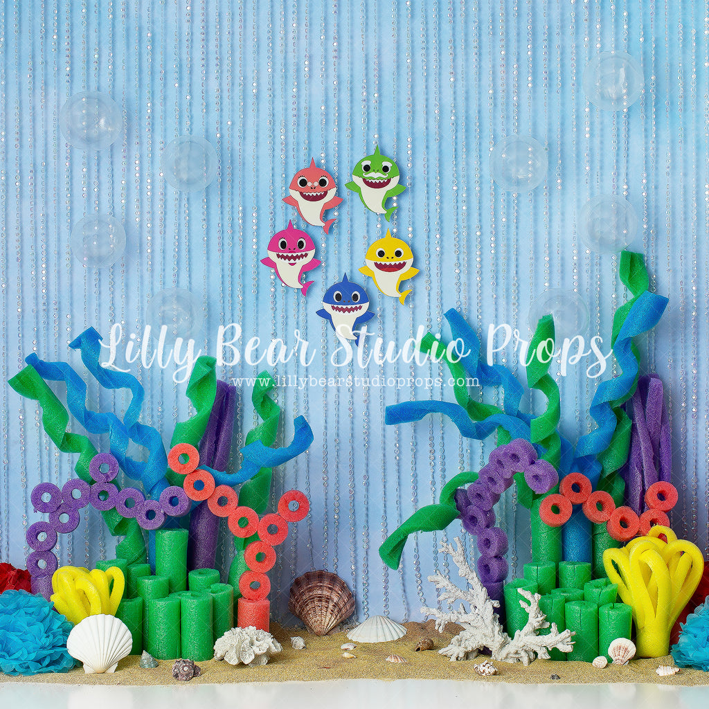 Little Sharks by Lilly Bear Studio Props sold by Lilly Bear Studio Props, baby shark - blue - coral reef - FABRICS - fi