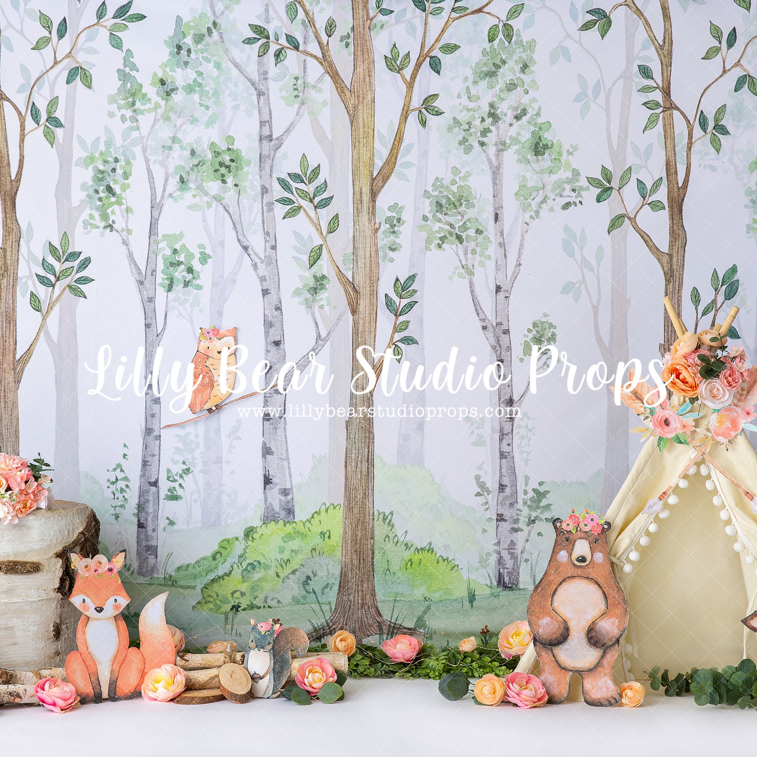 Little Woodland Critters Floral - Lilly Bear Studio Props, baby deer, critters, deer, fox, foxy, into the wild, into the woods, little wild one, one fox, our little fox, spring wood, where the wild things are, wild, wild animal, wild animals, wild things, woodland, woodland animals, woodland creatures, woodland forest, woodland friends, woods