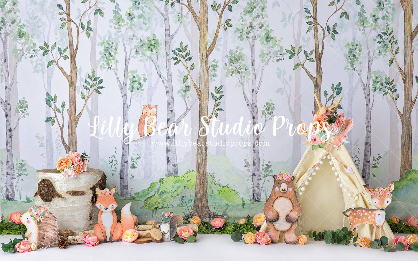 Little Woodland Critters Floral - Lilly Bear Studio Props, baby deer, critters, deer, fox, foxy, into the wild, into the woods, little wild one, one fox, our little fox, spring wood, where the wild things are, wild, wild animal, wild animals, wild things, woodland, woodland animals, woodland creatures, woodland forest, woodland friends, woods