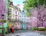 London Square in the Spring - Lilly Bear Studio Props, cherry blossom tree, cherry blossoms, europe, Fabric, FABRICS, flower spring, lond, london, notting hill, paris, paris city, paris garden, parisian, pink camper, pink cherry blossoms, pink tulips, spring, tulip, white cherry blossoms, Wrinkle Free Fabric