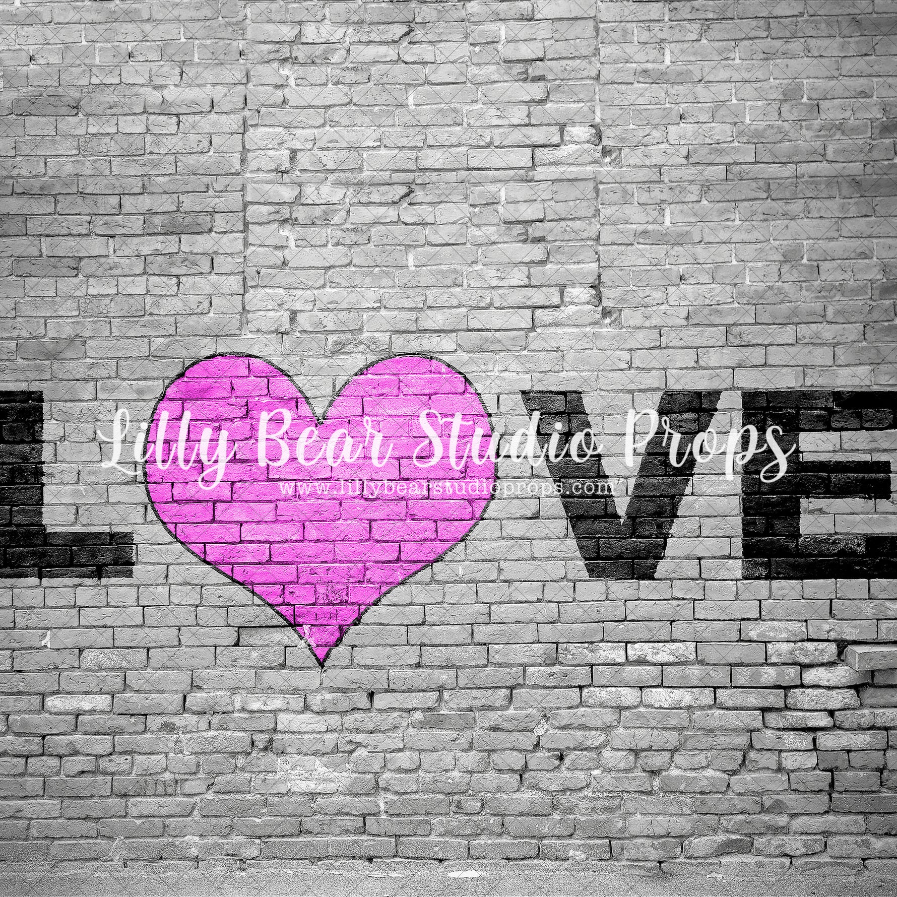 Love Brick by Lilly Bear Studio Props sold by Lilly Bear Studio Props, Brick Wall - cupid - FABRICS - floral - flowers